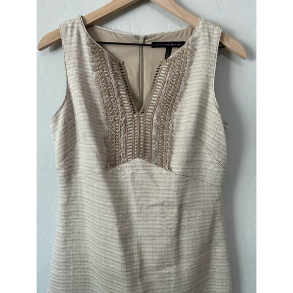 White House Black Market Beige Asymmetrical Dress - Picture 2 of 15